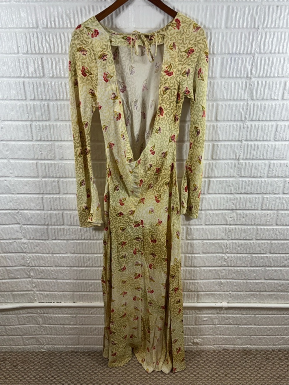 BHLDN Dani Yellow Floral Long Sleeve Dress Maxi Open Dress Small - Picture 4 of 6